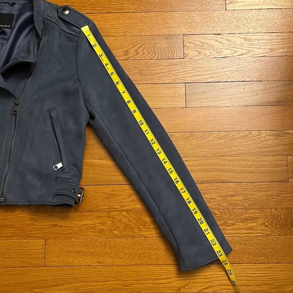 Banana Republic Slate Blue Faux Suede Moto Jacket Size S - Picture 5 of 14